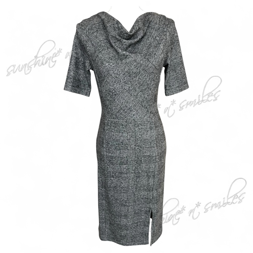 Banana Republic Factory Grey Pattern Cowl Neck Knit Sheath Dress #779735 size 4